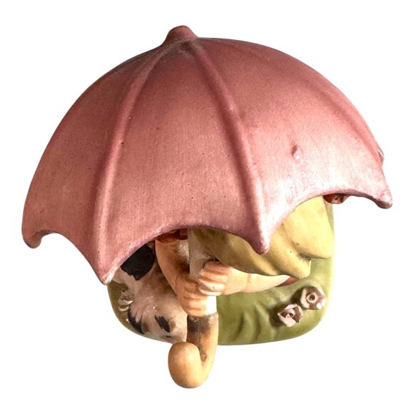 Vintage Erich Stauffer Figurine Girl Umbrella & Dog Hand-Painted Rainy Days 8343 - Picture 8 of 8